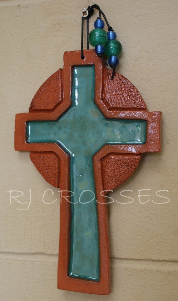 Celtic cross decorative ceramic wall hanging by RJCROSSES on Etsy