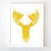Moose Head Graphic Art Print in Mustard & Light Yellow on White 8x10