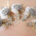 Set of Five Shabby Chic Cream/White, Gray, and Burlap Boutonnieres 977