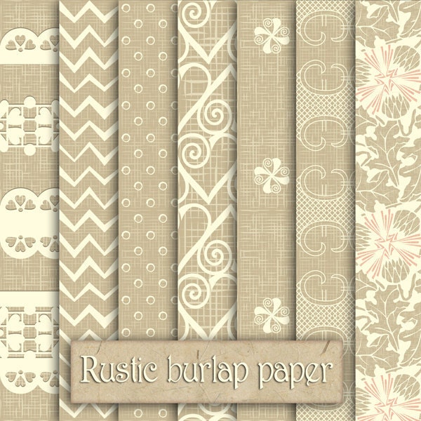 Romantic rustic Digital Scrapbooking Paper Pack. by