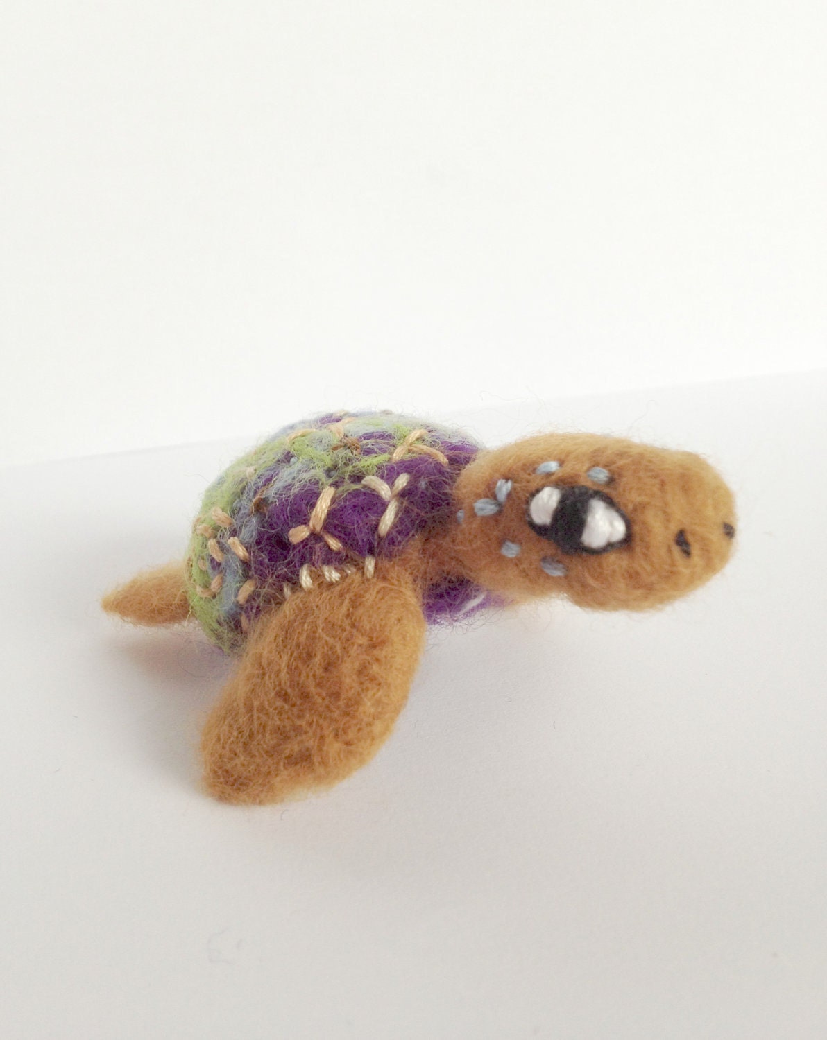 RESERVED FOR BARBARA: Sky Turtle. Needle Felted Sea Turtle, Miniature Felt Folk Soft Sculpture