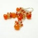 Orange long dangle earrings , gemstone earrings , birtstone jewelry , carnelian