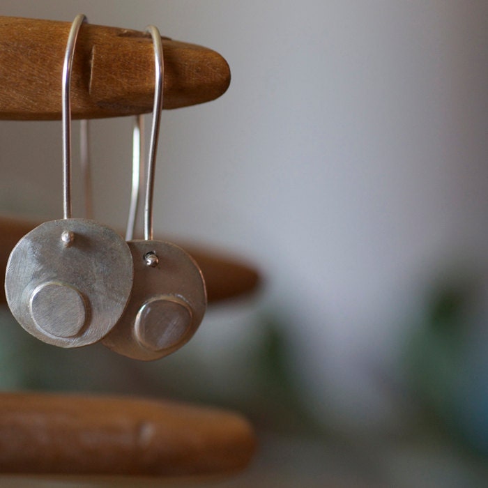 Dot on spot earrings in recycled sterling silver.