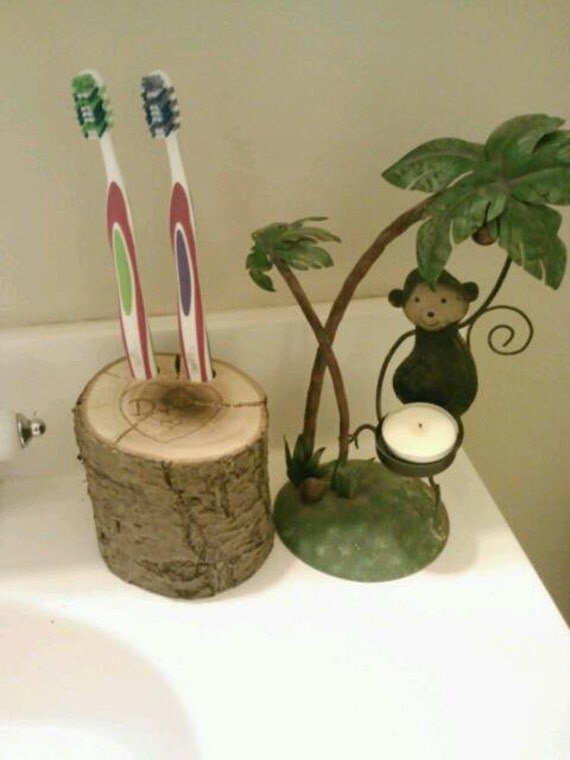 Rustic Toothbrush Holder, Personalized