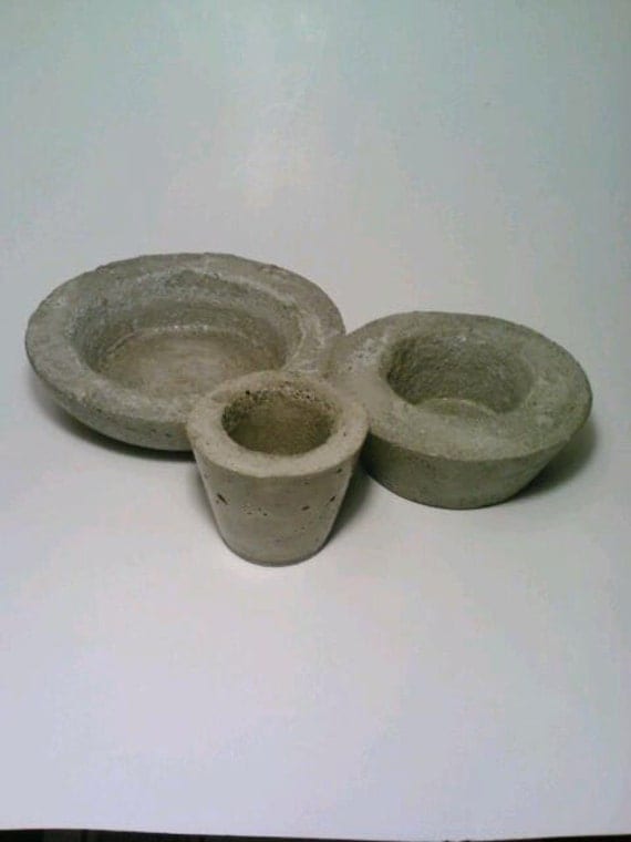Bowls, Concrete, Bird Feeder, Candy Dish, Vase, Candle Holder,  Trinket Holder. Set of 3.