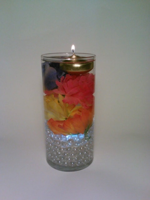 Wedding Centerpiece, Flower Centerpiece, Underwater Light, Pink, Purple, Yellow, Orange