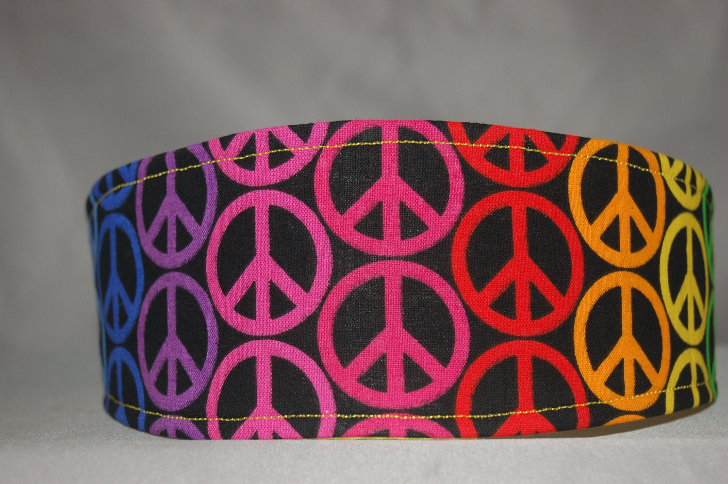 Reversible Fabric Headband with Multi-Color Peace Signs