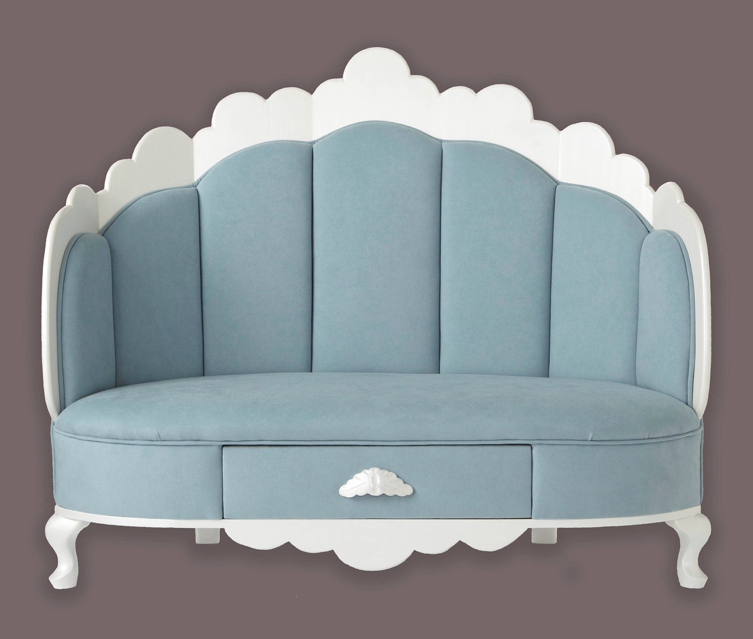 Blue suede Cloud shaped children's sofa  w drawer - Judio9