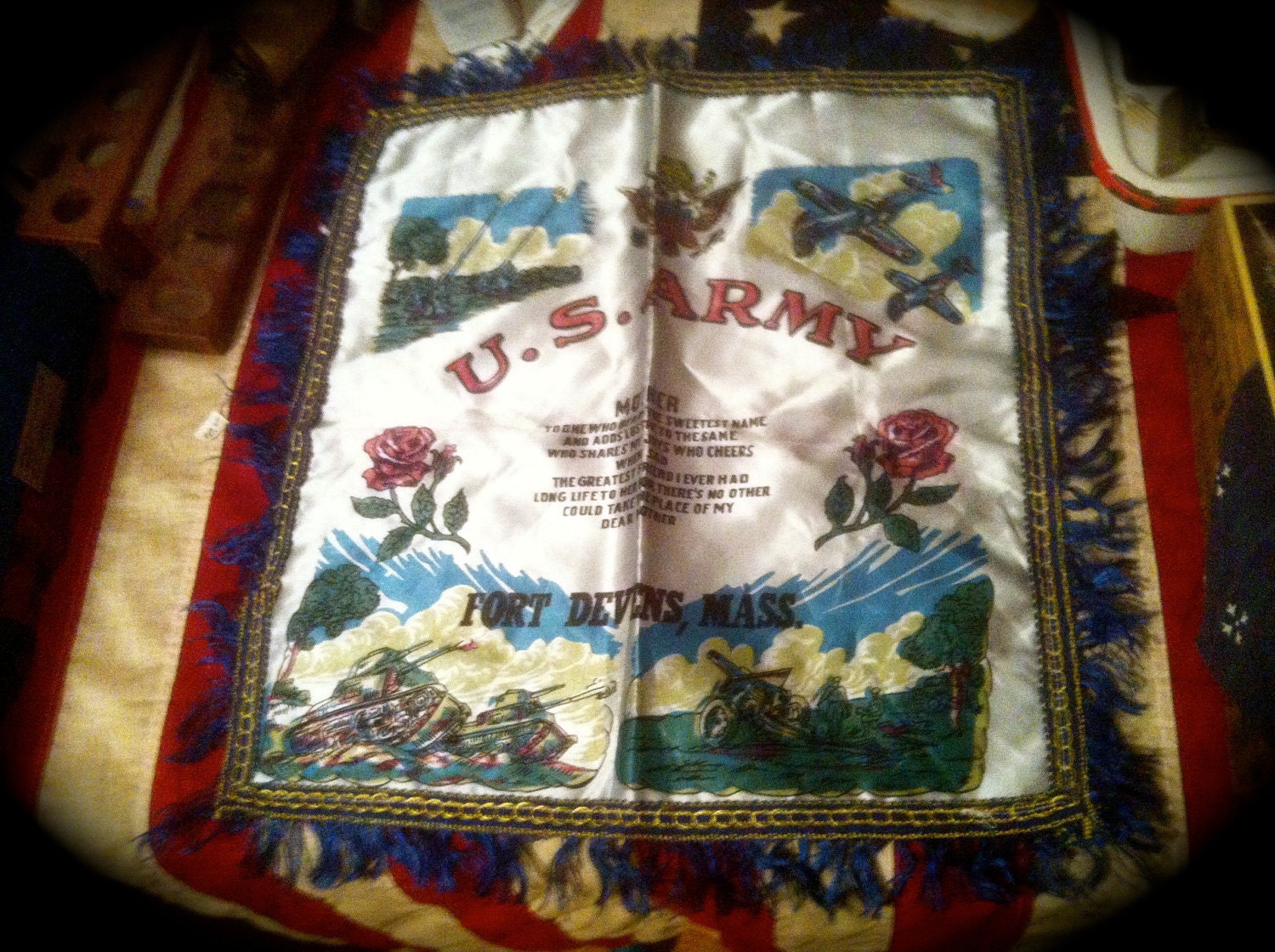 Mothers Day Sale WW2 Era U.S. Army Pillow Case with Poem to Mother