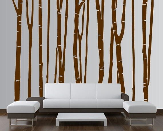 Large Wall Birch Tree Decal Forest Kids Vinyl Sticker Removable (9 trees) 9 foot tall 1109