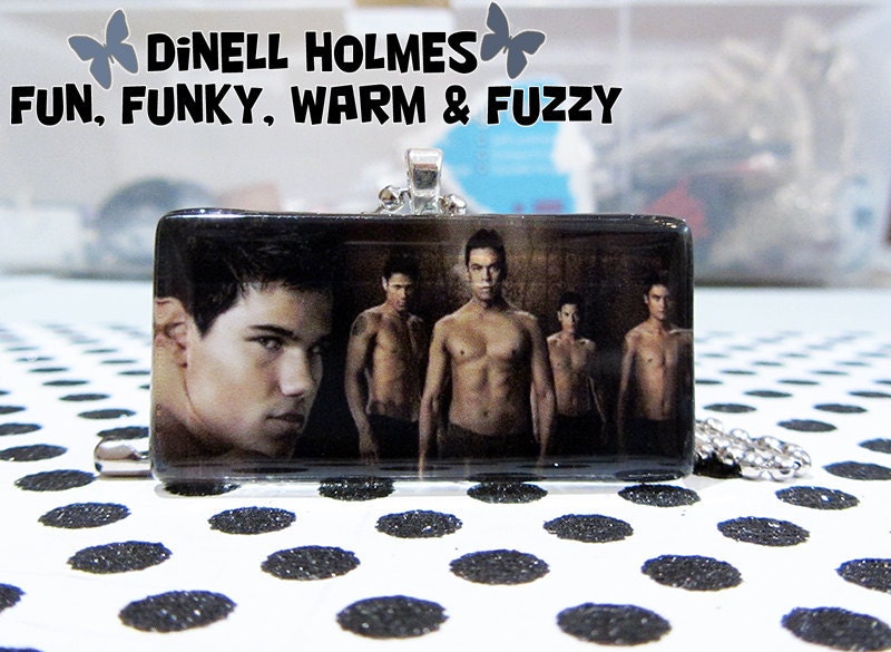 CLEARANCE SALE Twilight Jacob Wolf Pack Glass Tile Pendant Twilight Jewelry Hollywood