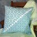 Buttons Aqua Damask 18 inch Pillow Cover