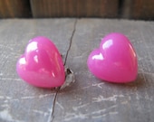 plastic heart earrings,pink heart earrings