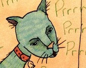 The trouble with cats. Matted/signed 11 x 14" print by Carrianne Hendrickson.