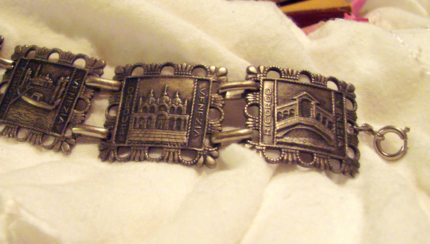 Fun and Detailed Antique Italian Souvenir Panel Bracelet