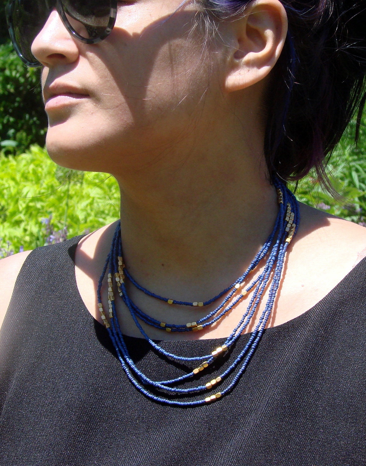 Vintage Multi Strand Glass Bead Necklace