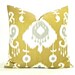 Decorator Ikat Fabric Both Sides Pillow Cover - Hemp Brown, Grey & Ivory - To cover 20" x 20" Pillow Form