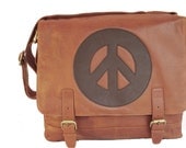 Peace Messenger Leather Bag  For :  Male / female ,  2  Colors Tobacco OR Chocolate