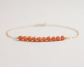 Pink coral beaded bar gold filled bracelet - friendship bracelet - best friend gift - modern jewelry