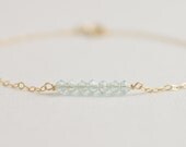 Wish - aqua swarovski crystal beaded bar gold filled bracelet - friendship bracelet - bridesmaid gift - best friend gift - danity jewelry