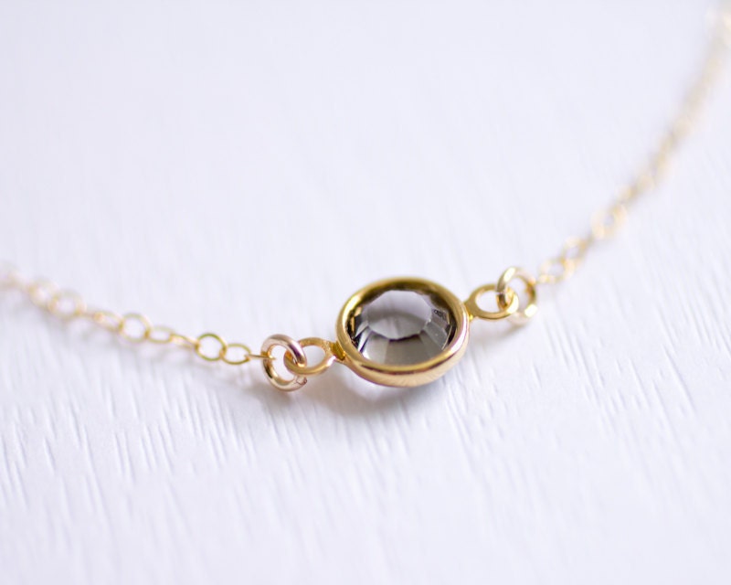 Tiny sparkle - black diamond crystal gem necklace on gold filled chain - simple modern jewelry - also available in SILVER