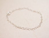 Petite hearts string sterling silver bracelet - delicate dainty jewelry - valentine's day jewelry