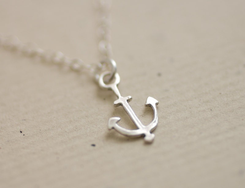 Sterling silver anchor necklace - nautical - simple dainty jewelry