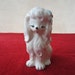 Fluffy White Dog Doggy Puppy Planter Extended Eyelashes Vintage Ceramic Blue Ribbon Very Cute Dog