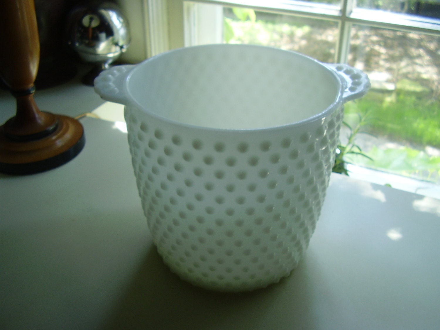 Hobnail Milk Glass Ice Bucket