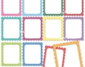 INSTANT DOWNLOAD Colorful Polka Dot Digital Frames Clip Art Set - printable clipart borders