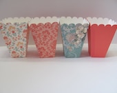 Favor Boxes, Set of 12, Coral, pink, blue, cream, bridal shower, wedding, birthday party, girl baby shower, baby shower,