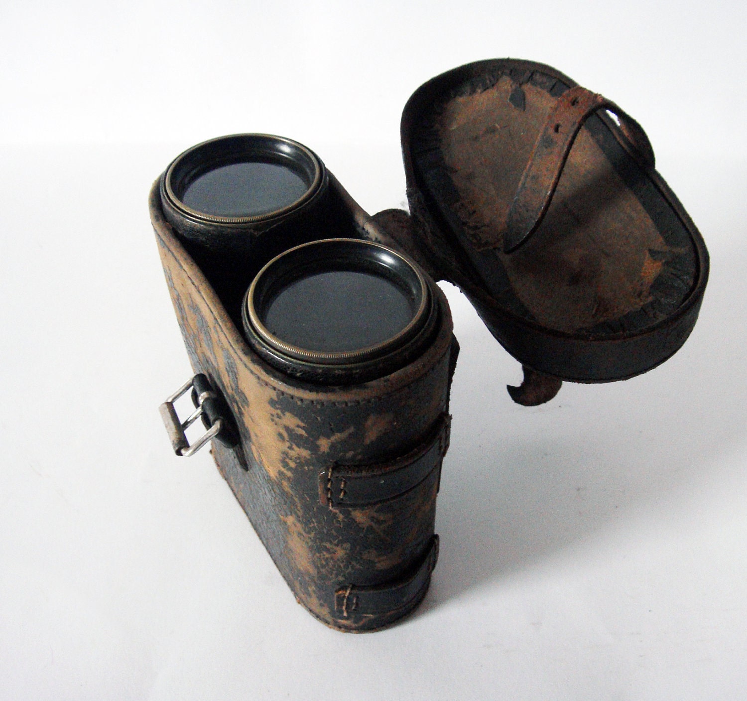 French Binoculars Jumelle Marine Vintage in original leather case
