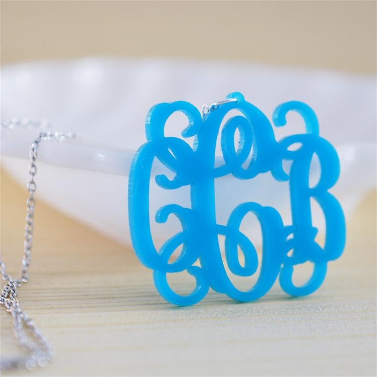 Vine monogram acrylic necklace