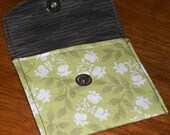 Fabric Wallet -- Business Card Holder -- Green Fields