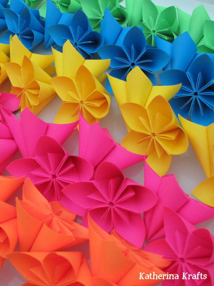 Origami Flowers, Kusudama Paper Flowers, set of 50