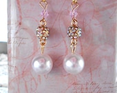 Dangle Pearl Pink Swarovski Pearl Earring Victorian