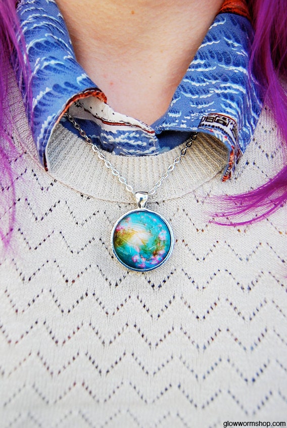 Galaxy Necklace / Antennae Galaxy Pendant / Space Necklace / Cosmic Necklace