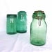 Reserved for Laura, Farmhouse French antique green glass jar, French country kitchen, mason jar, rustic kitchen, shabby chic