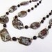 Blue and burgundy rustic style polymer clay and gemstone beaded necklace - ceramic effect