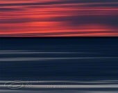 Abstract Photo sunset ocean fine art flaming red gray print 12x18"