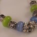 Murano glass beads Green Cats eye Blue Rhinestones Crystal AB Rondelles Pandora style European Charm bracelet (ECB 1007))