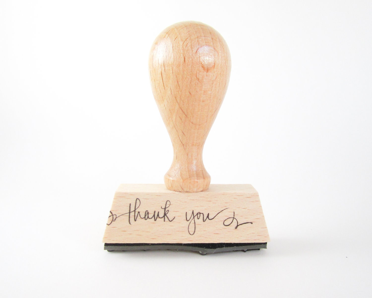 Calligraphy Thank You Stamp - 2" rubber stamp reading Thank You with handwritten calligraphy READY TO SHIP