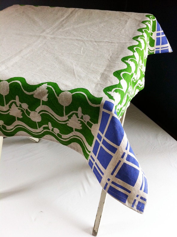 Tablecloth- Handprinted Linen by Brown Street Bespoke.