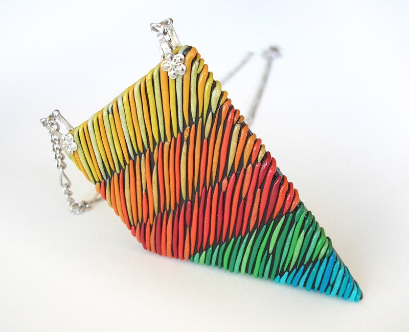 Art Jewelry / Handmade polymer clay necklace, rainbow pendant / "On the way to the Rainbow" /