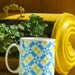 SPECIAL OFFER MUG: Yellow and blue mug with geometric pattern design inspired in Lisbon's azulejo tiles