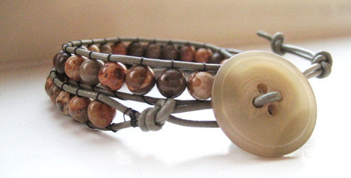 Safari Jasper Leather Wrap Bracelet