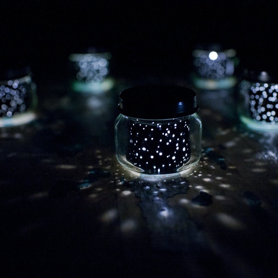 STAR JARS set of 5 // 2oz  upcycled constellation nightlights