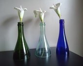 Recycled wine bottle candle holders