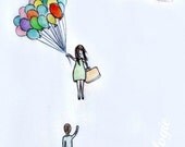 Travel With Balloons - 8X11 Illustration Print