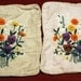 Cottage Chic Shabby Wool Needlepoint Pair of Small Wool Vintage Pillow Covers Vintage Zippers Work Floral Violets Purple